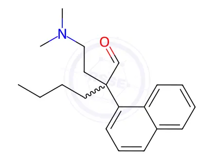 Chemical structure of α-Butyl-α-[2-(dimethylamino)ethyl]-1-naphthaleneacetaldehyde