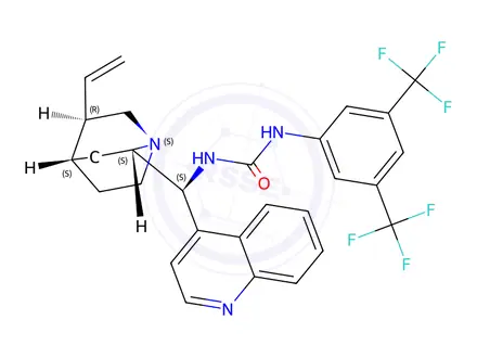 Chemical structure of N-[3,5-Bis(trifluoromethyl)phenyl]-N'-(8α,9S)-cinchonan-9-ylurea