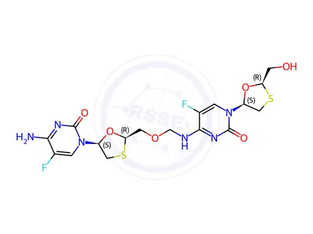 Chemical structure of Asymmetric Methylene Conjugated Emtricitabine Dimer