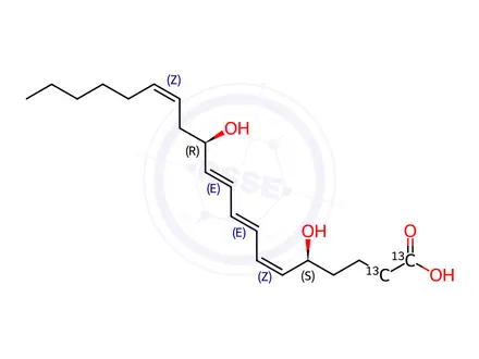 Chemical structure of LEUKOTRIENE B4-1,2-13C2