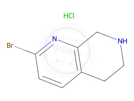 Chemical structure of 2-Bromo-5,6,7,8-tetrahydro-1,7-naphthyridine hydrochloride