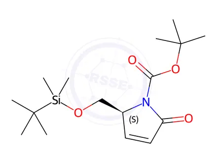 Chemical structure of (S)-tert-Butyl 2-(((tert-butyldimethylsilyl)oxy)methyl)-5-oxo-2,5-dihydro-1H-pyrrole-1-carboxylate