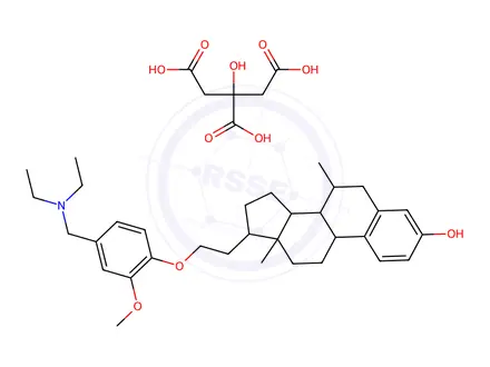 Chemical structure of (7Î±)-21-[4-[(Diethylamino)methyl]-2-methoxyphenoxy]-7-methyl-19-norpregna-1,3,5(10)-trien-3-ol 2-Hydroxy-1,2,3-propanetricarboxylate Salt (1:1)