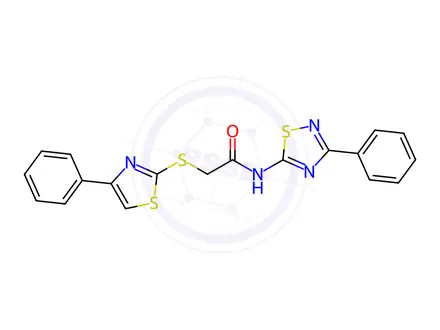 Chemical structure of N-(3-Phenyl-1,2,4-thiadiazol-5-yl)-2-((4-phenylthiazol-2-yl)thio)acetamide