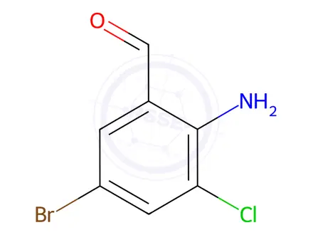 Chemical structure of Benzaldehyde, 2-amino-5-bromo-3-chloro-