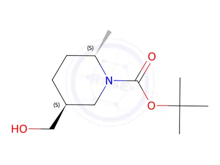 Chemical structure of tert-butyl (2S,5S)-5-(hydroxymethyl)-2-methylpiperidine-1-carboxylate
