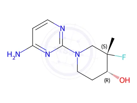 Chemical structure of (3S,4R)-1-(4-Aminopyrimidin-2-yl)-3-fluoro-3-methylpiperidin-4-ol