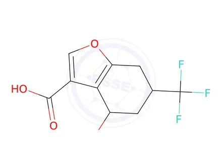 Chemical structure of 4-Hydroxy-6-(trifluoromethyl)-4,5,6,7-tetrahydrobenzofuran-3-carboxylic acid