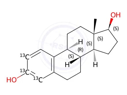 Chemical structure of 17β-Estradiol-[2,3,4-13C3]