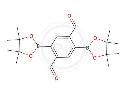Chemical structure of 2,5-bis(4,4,5,5-tetramethyl-1,3,2-dioxaborolan-2-yl)terephthalaldehyde