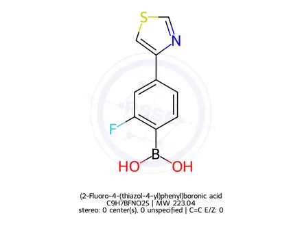 Chemical structure of (2-Fluoro-4-(thiazol-4-yl)phenyl)boronic acid