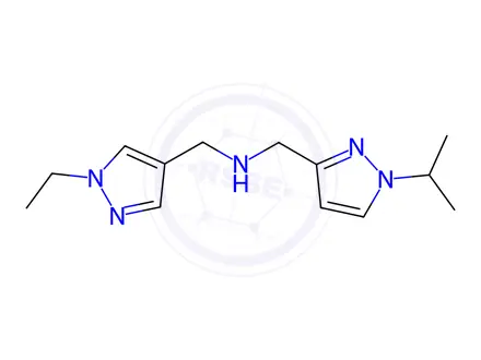 Chemical structure of 1-(1-ethyl-1H-pyrazol-4-yl)-N-[(1-isopropyl-1H-pyrazol-3-yl)methyl]methanamine