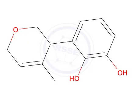 Chemical structure of 1,2-Benzenediol, 3-(3,6-dihydro-4-methyl-2H-pyran-3-yl)-(9CI)