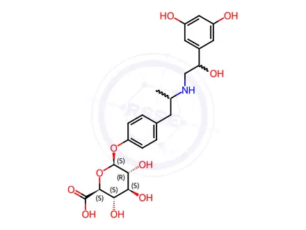 Chemical structure of Fenoterol Hydrobromide Impurity 4 (Fenoterol O-β-D-Glucuronide)