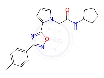 Chemical structure of N-cyclopentyl-2-[2-[3-(4-methylphenyl)-1,2,4-oxadiazol-5-yl]pyrrol-1-yl]acetamide