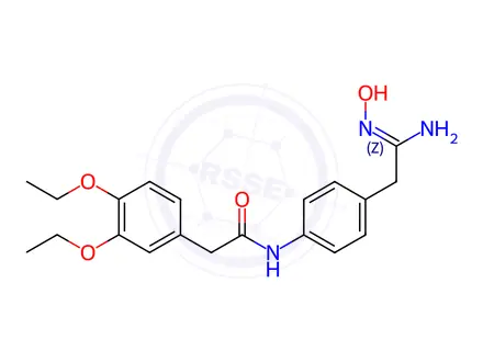 Chemical structure of (Z)-N-(4-(2-amino-2-(hydroxyimino)ethyl)phenyl)-2-(3,4-diethoxyphenyl)acetamide