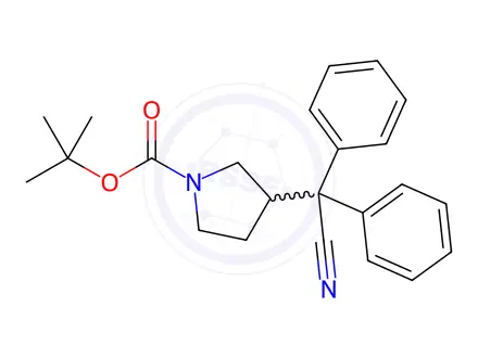 Chemical structure of Tert-butyl 3-(cyanodiphenylmethyl)pyrrolidine-1-carboxylate