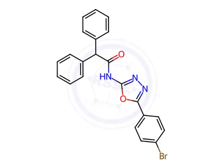 Chemical structure of N-(5-(4-Bromophenyl)-1,3,4-oxadiazol-2-yl)-2,2-diphenylacetamide