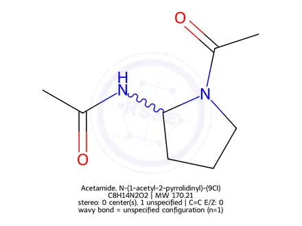 Chemical structure of Acetamide, N-(1-acetyl-2-pyrrolidinyl)-(9CI)