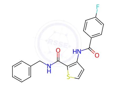 Chemical structure of N-benzyl-3-(4-fluorobenzamido)thiophene-2-carboxamide
