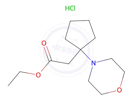 Chemical structure of Ethyl 2-(1-morpholinocyclopentyl)acetate hydrochloride