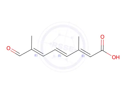 Chemical structure of (2E,4E,6E)-3,7-Dimethyl-8-oxo-2,4,6-octatrienoic Acid