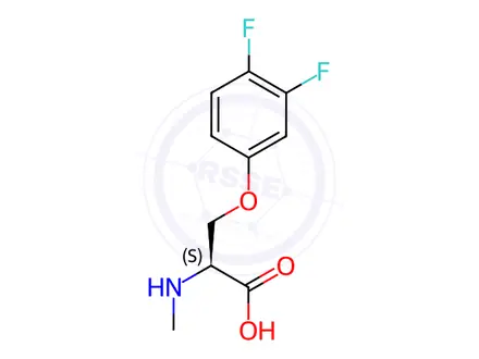 Chemical structure of O-(3,4-difluorophenyl)-N-methyl-L-serine
