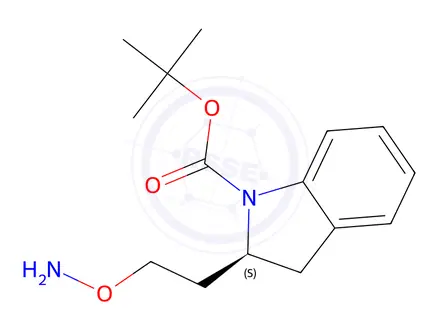 Chemical structure of tert-butyl (2S)-2-[2-(aminooxy)ethyl]-2,3-dihydro-1H-indole-1-carboxylate