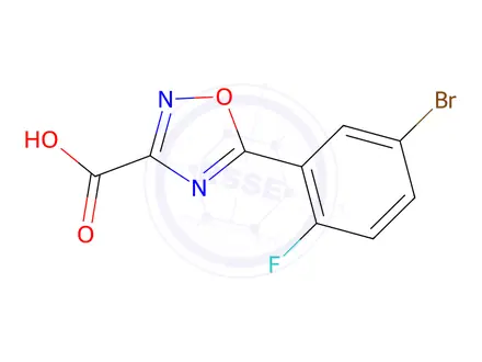 Chemical structure of 5-(5-Bromo-2-fluorophenyl)-1,2,4-oxadiazole-3-carboxylic acid