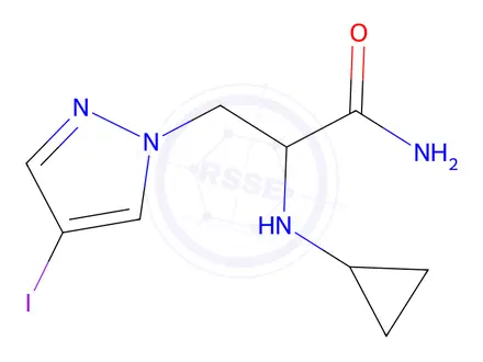 Chemical structure of 2-(Cyclopropylamino)-3-(4-iodo-1h-pyrazol-1-yl)propanamide