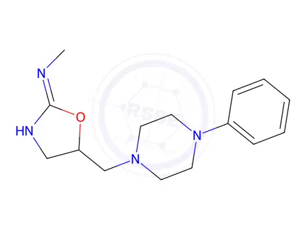 Chemical structure of N-Methyl-5-[(4-phenyl-1-piperazinyl)methyl]-4,5-dihydro-1,3-oxazol-2-a mine