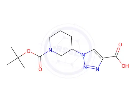 Chemical structure of 1-{1-[(tert-butoxy)carbonyl]piperidin-3-yl}-1H-1,2,3-triazole-4-carboxylic acid