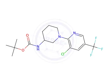 Chemical structure of (3'-Chloro-5'-trifluoroMethyl-3,4,5,6-tetrahydro-2H-[1,2']bipyridinyl-3-yl)-carbaMic acid tert-butyl ester