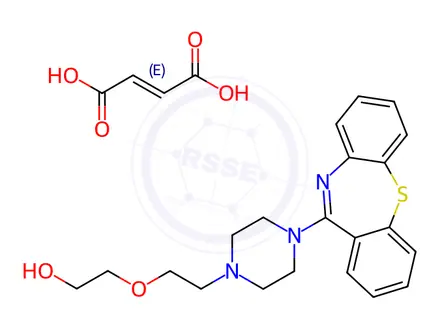 Chemical structure of 2-(2-(4-(Dibenzo[b,f][1,4]thiazepin-11-yl)piperazin-1-yl)ethoxy)ethan-1-ol Fumarate