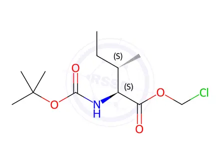 Chemical structure of N-[(1,1-Dimethylethoxy)carbonyl]-L-isoleucine chloromethyl ester