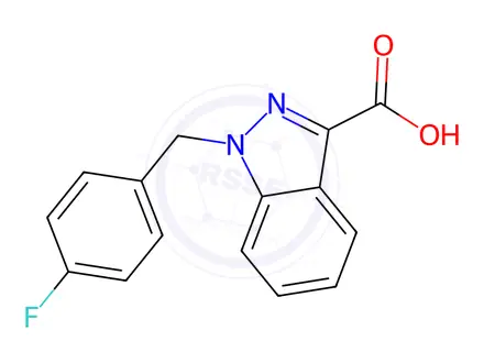 Chemical structure of 1-[(4-Fluorophenyl)methyl]-1H-indazole-3-carboxylic Acid