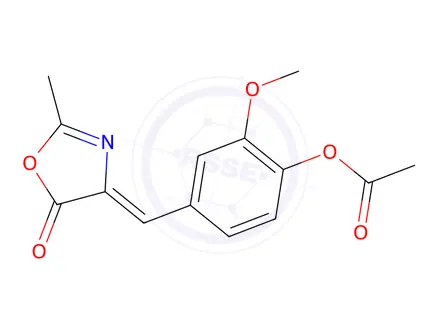 Chemical structure of 5(4H)-Oxazolone, 4-((4-(acetyloxy)-3-methoxyphenyl)methylene)-2-methyl-