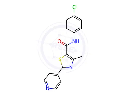 Chemical structure of N-(4-chlorophenyl)-4-methyl-2-(pyridin-4-yl)thiazole-5-carboxamide