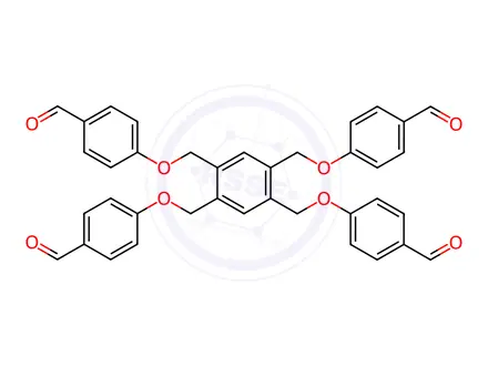 Chemical structure of Benzaldehyde, 4,4',4'',4'''-[1,2,4,5-benzenetetrayltetrakis(methyleneoxy)]tetrakis-
