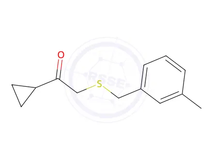 Chemical structure of 1-Cyclopropyl-2-((3-methylbenzyl)thio)ethan-1-one