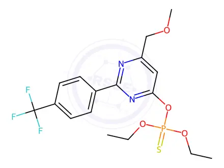 Chemical structure of O,O-diethyl O-{6-(methoxymethyl)-2-[4-(trifluoromethyl)phenyl]pyrimidin-4-yl} phosphothioate