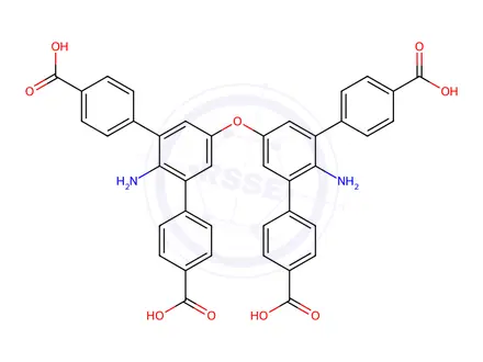 Chemical structure of 5',5''-oxybis(2'-amino-[1,1':3',1'-terphenyl]-4,4'-dicarboxylic acid)