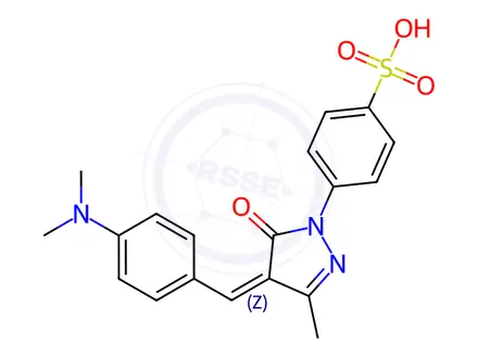 Chemical structure of 4-[4-[[4-(dimethylamino)phenyl]methylene]-4,5-dihydro-3-methyl-5-oxo-1H-pyrazol-1-yl]benzenesulphonic acid