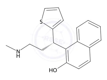 Chemical structure of (R)-1-[3-(Methylamino)-1-(2-thienyl)propyl]-2-naphthalenol(Duloxetine Impurity)