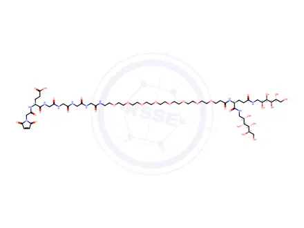 Chemical structure of Mal-EGGGG-PEG8-amide-bis(deoxyglucitol)