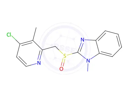 Chemical structure of 2-{[(4-chloro-3-methylpyridin-2-yl)methyl]sulfinyl}-1-nitroso-1H-benzimidazole