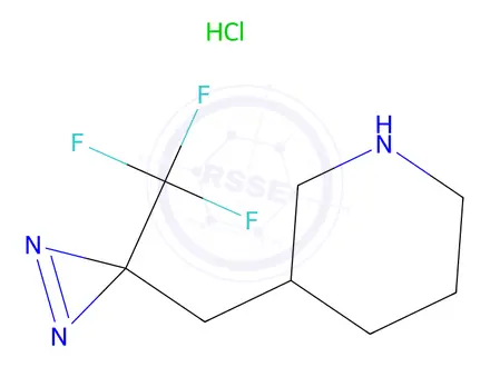Chemical structure of 3-{[3-(trifluoromethyl)-3H-diazirin-3-yl]methyl}piperidine hydrochloride