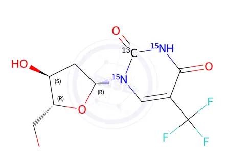 Chemical structure of Trifluorothymidine-13C,15N2