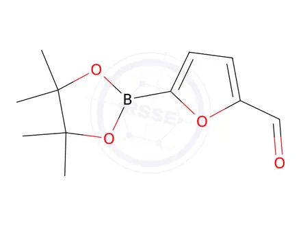 Chemical structure of 5-(4,4,5,5-tetramethyl-1,3,2-dioxaborolan-2-yl)furan-2-carbaldehyde