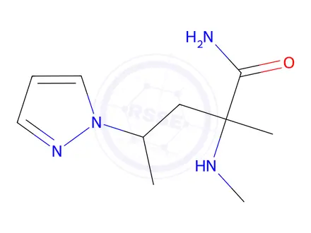 Chemical structure of 2-Methyl-2-(methylamino)-4-(1h-pyrazol-1-yl)pentanamide